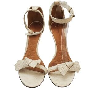 Isabel Marant "Dore"  White Python Bow Ankle Strap Heels (41)